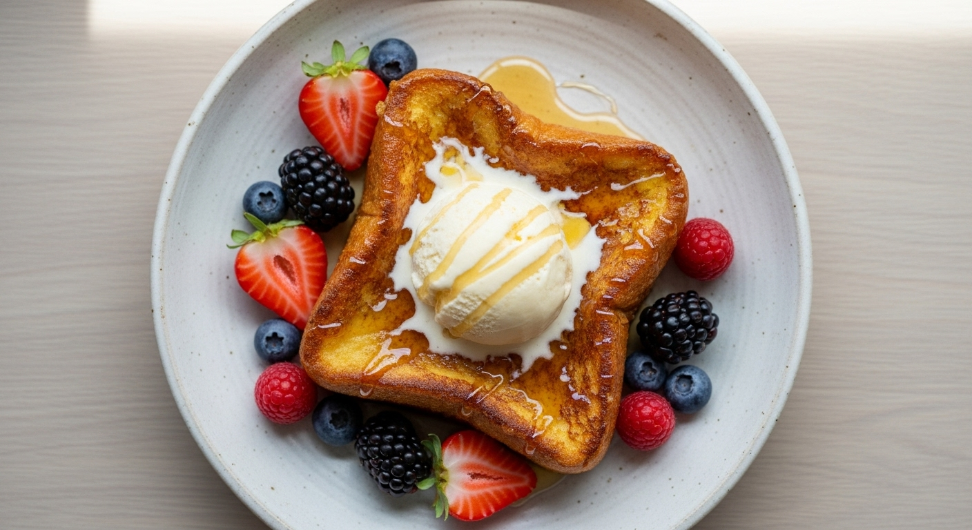 torrijas con helado de vainilla.943z