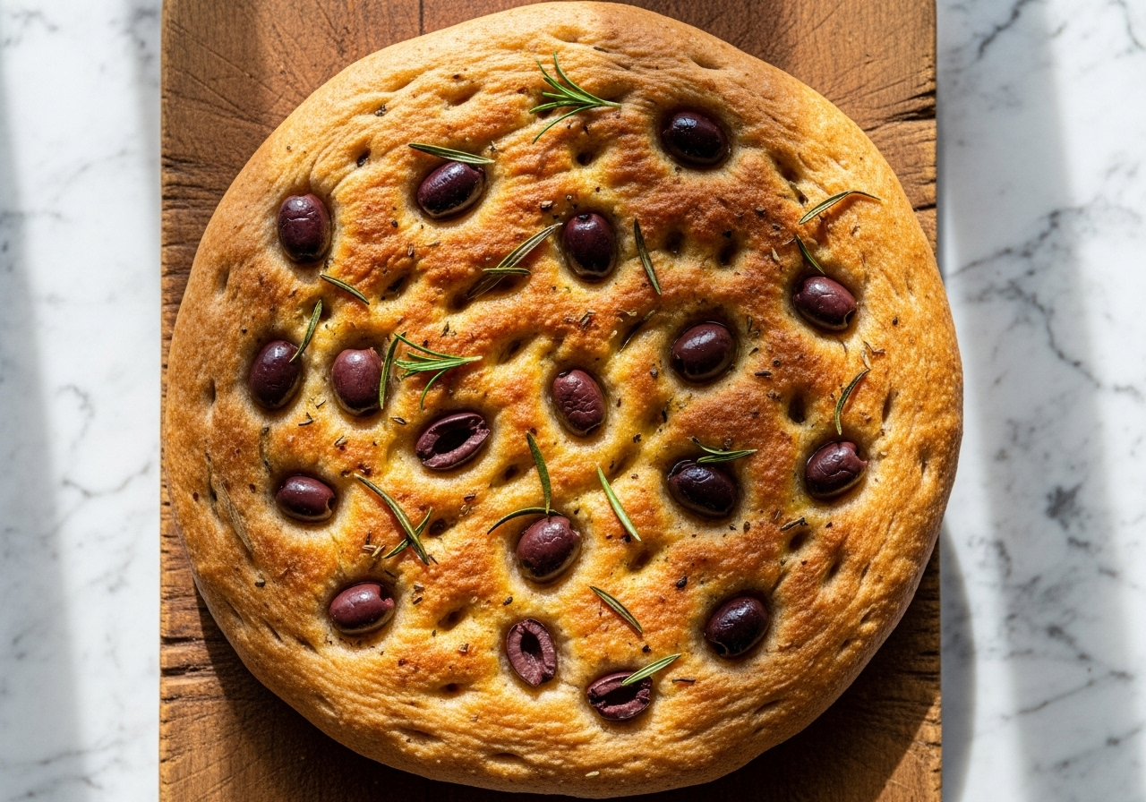 Focaccia integral con aceitunas negras y romero 27 noviembre 2025 imagen