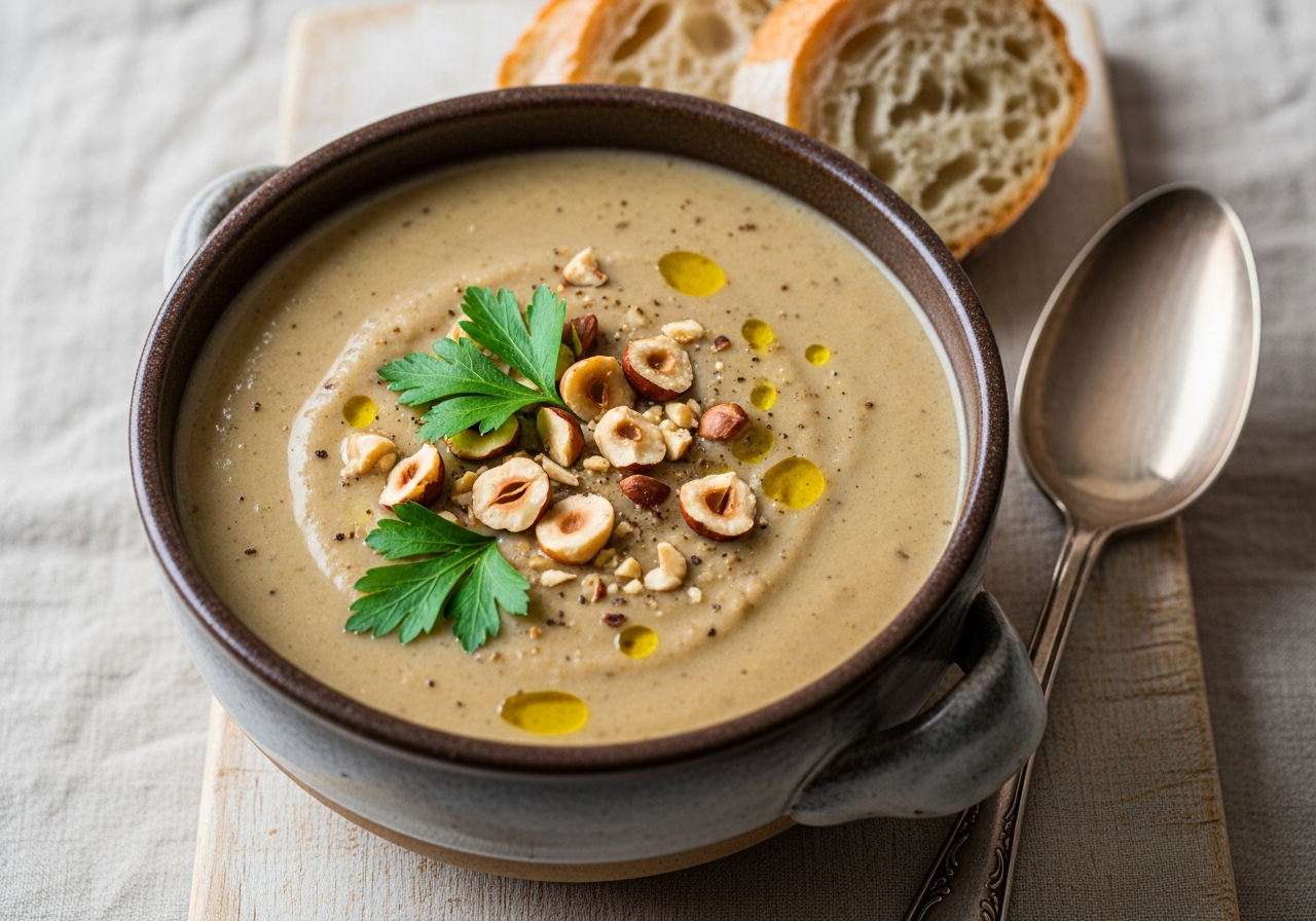 Sopa cremosa de champiñones y avellanas 30 enero 2026 imagen