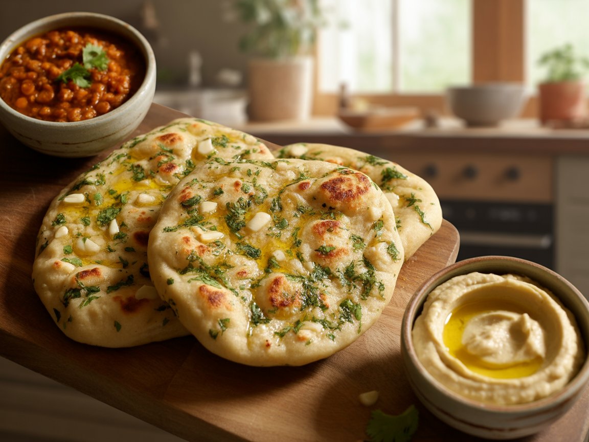 Pan naan casero con ajo y cilantro 20 marzo 2026 imagen