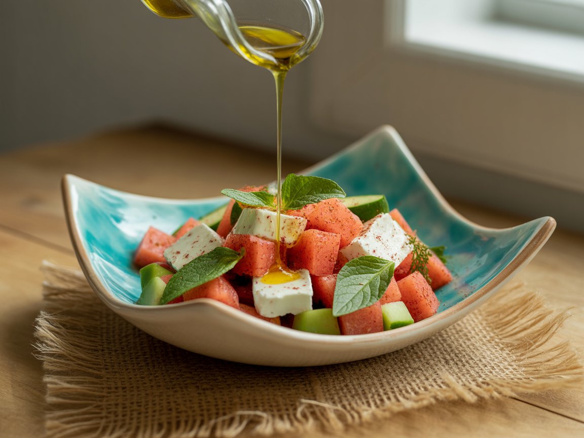 Ensalada fresca de sandía, pepino, queso feta y menta 5 abril 2026 imagen