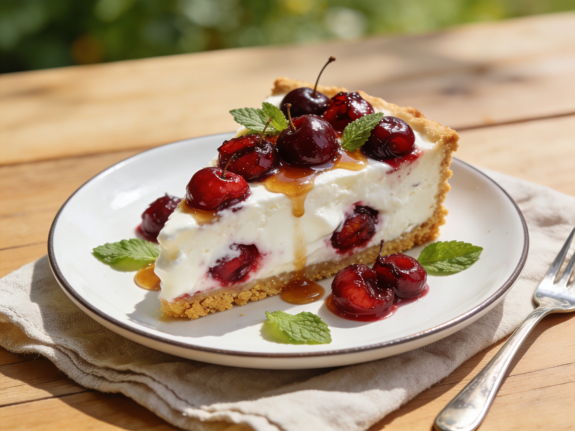 Tarta helada de yogur griego y cerezas asadas 21 junio 2026 imagen